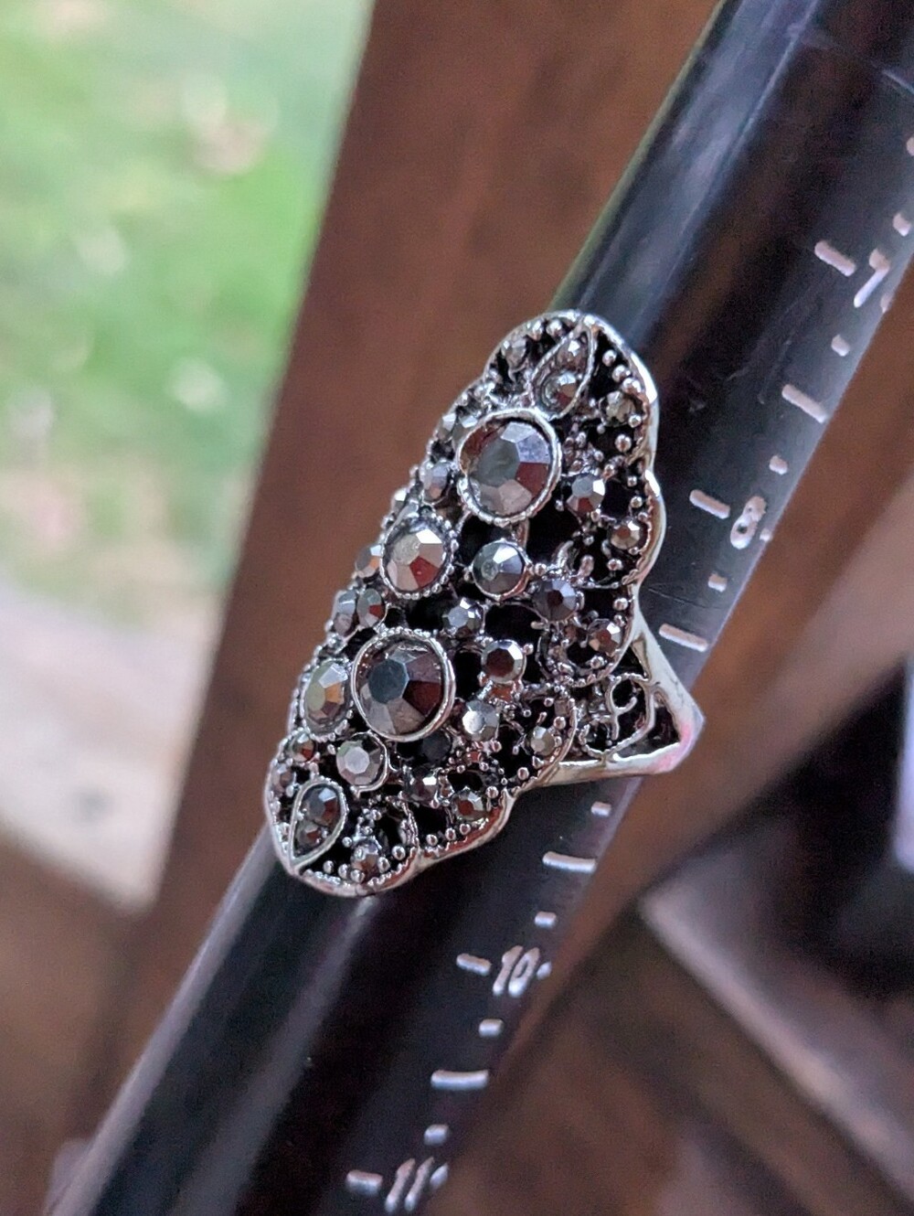 Stainless Vintage Style Australian Crystal Tower Ring  (8.75)